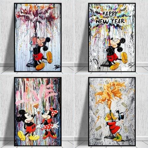 Disney Mickey Mouse Colourful Canvas Painting Mickey Minnie Mouse Posters And Prints Wall Art Pictures For Bedroom Home Decor