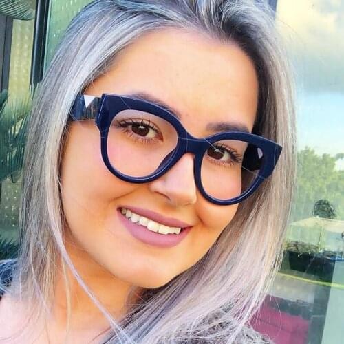 QPeClou Sexy Blue Cat Eye Glasses Frame Women 2019 Clear Len Leopard Eyeglasses Frames Ladies Optical Oculos Gafas Eyewear