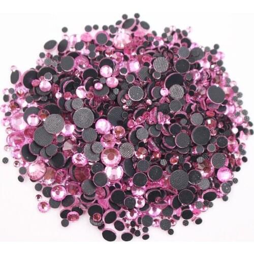 Mix Size Round Solid-Glue Back Glass Crystals Beads Hotfix Stones Strass Fabric Crafts Gems Iron on Rhinestones For Clothes