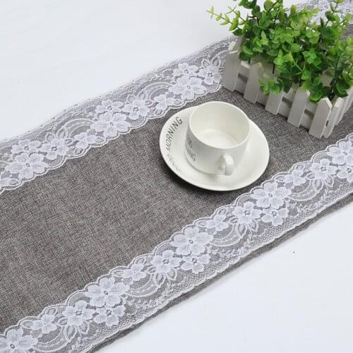 Grey Imitate Linen Burlap Jute Table Runners Wedding Christmas Corredor Crochet 30cmx275cm Tafelloper Chemin De Restaurant Decor