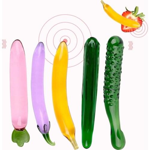Glass Dildo satisfayer Artificial Penis Realistic sex toys For Women Fruit Vegetable Vibrator Masturbation butt Anal Plug