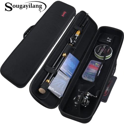 Sougayilang 64*16*6 Fishing Bag Portable Multipurpose Large Rod Tackle Carrier Storage Case Black Hard Shell Fishing Rod Bag