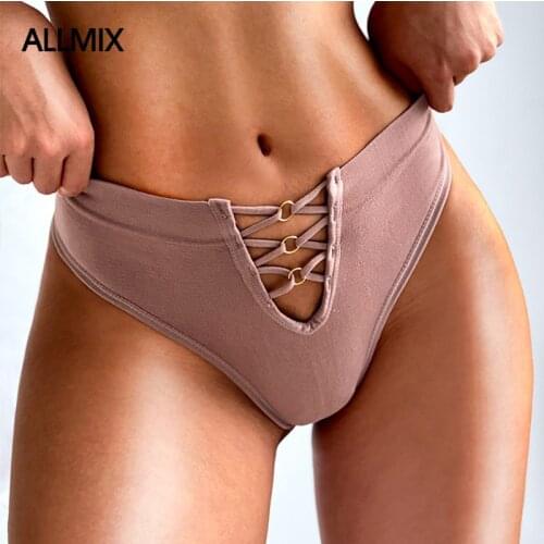 ALLMIX Sexy Womens Breathable Hip-Lifting Panties Hollow Out Cotton Briefs Mid Waist Female Solid Color Comfort Lady Lingerie