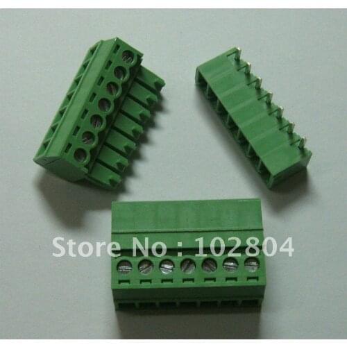 50 pcs Screw Terminal Block Connector Pitch 3.81mm Angle 7 pin/way Green Color Pluggable Type with angle pin