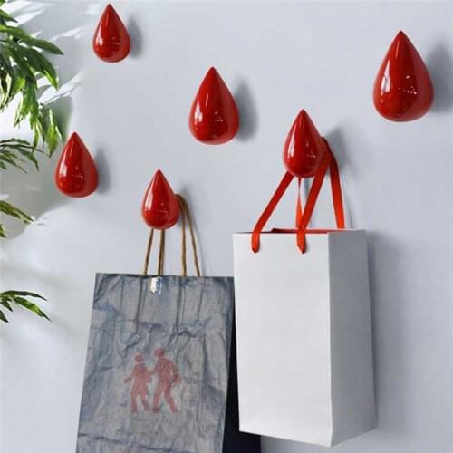 1 Pc Wood Wall Hanger Chic Water Drop Bathroom Door Coat Hat Single Hook Holder Home Storage Hooks Home Decoration