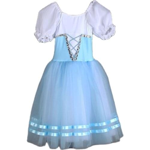 White Chiffon Puff Sleeve Ballet Dance Tutu Ballerina Dress Sky Blue Ballet Tutus for Child and Adult Romantic Tutu 19845