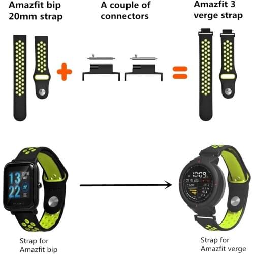 2Pairs Band Adapter Bracelet Strap Connector for Huami Amazfit Verge 3 Smart Watch Band Adapter Connection Accessories Black
