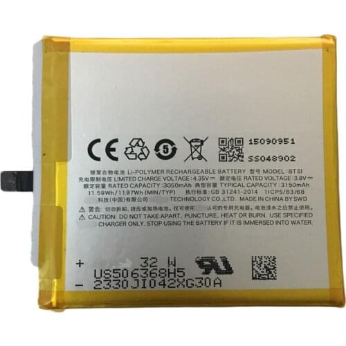 20pcs/lot Brand New Backup BT51 Battery 3150mAh forMEIZU MX5 M575M M575U Battery Replacement