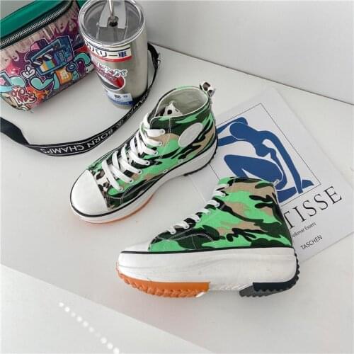 2021 Canvas Shoes Women Trainers Women High Top Sneaker Lady Autumn Female Footwear Breathable Girl Camouflage Sneakers