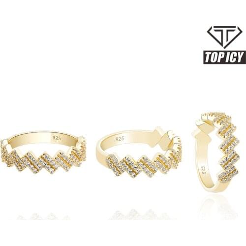 2021 Brand New Cuban Style Jewellery set 6 Times 14k Gold Plated 925 Silver Ring AAA+ Cubic Zircon Prong Setting Rings Jewelry