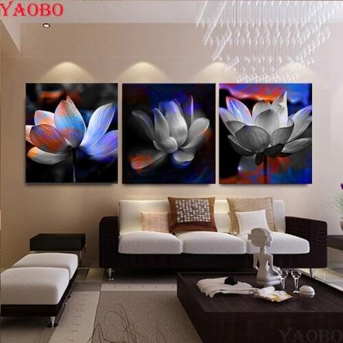 3pcs Personalized photot custom diamond painting full square drill 3d diy diamond embroidery mosaic abstract lotus modern decor
