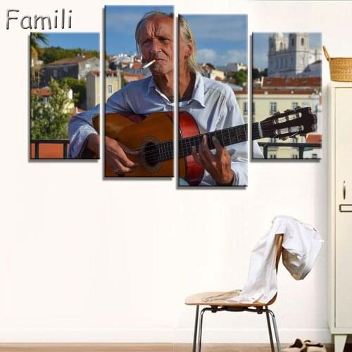 4 Pieces Canvas Art Painting Printed Abstract guitar Wall Art Print Canvas Painting Home Decor For Living Room