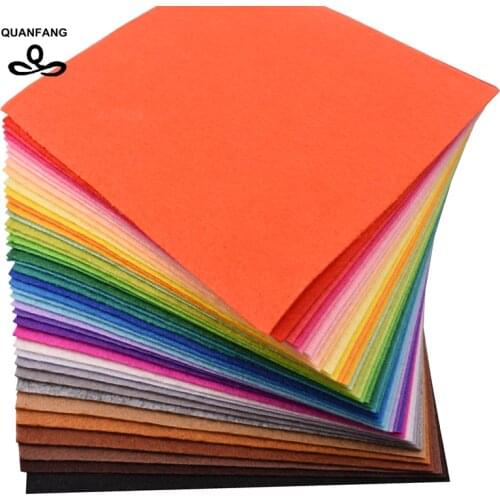QUANFANG 40pcs/ 15cm*15cm 1mm Nonwoven Felt Fabric Thickness Polyester Cloth of Home Decoration Bundle for Sewing Dolls Crafts