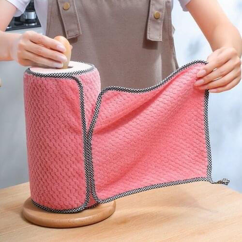 5pcs Kitchen Dish Towel Thicken Non-stick Oil Washing Cleaning Rag Towel Home Absorbent Scouring Pad Table Daily Cleaning Cloth