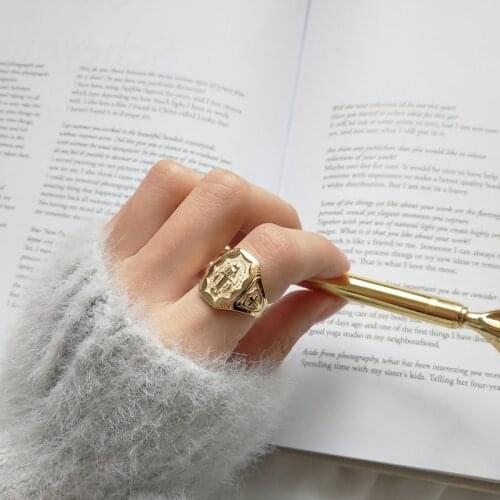 925 Sterling Silver Vintage Thai Silver Saint Medals Traditional Catholic Saint Rings Christian Jewelry Cross Ring Retro Coins