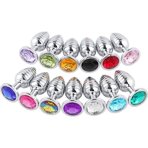 Butt Plug Sex Toys Mini Round Metal Smooth Screw Pattern Butt Small Tail Female/Male Dildo Intimate Butt Plug silver dildo