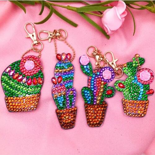 AZQSD Diamond Embroidery Painting Plant Keychain Special Cartoon Diamond Mosaic Women Bag Decor DIY Birthday Gift