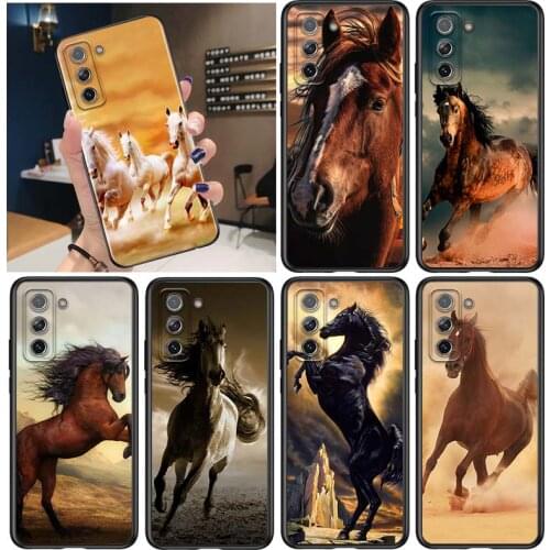 Cute Animal Horse for Samsung Galaxy S21 Ultra Plus Note 20 10 9 8 S10 S9 S8 S7 S6 Edge Plus Black Phone Case