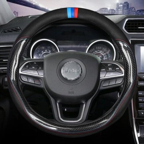 Carbon Fiber Cow Leather Steering Wheel Cover For JEEP Patriot Wrangler Compass Grand Cherokee Renegade 2017 2016 2018