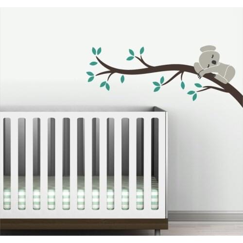 Kids Baby Nursery Room Decal Tree Branch Koala sleep on Branch Tree Wall Sticker DIY Wall Decor Mural For Baby Bedroom NY-199
