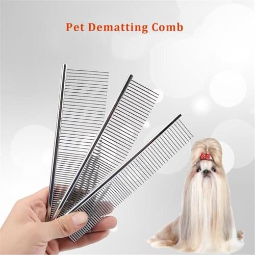 Long Thick Wool Pomeranian Spitz Comb Stainless Steel Remove Loose Undercoat Mats Tangles Knots Pet Demating Brush Tool Grooming