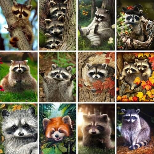 EverShine Diamond Painting Animals Cross Stitch 5D Diamond Embroidery Raccoon Picture Rhinestones Handmade Hobby Wall Decor