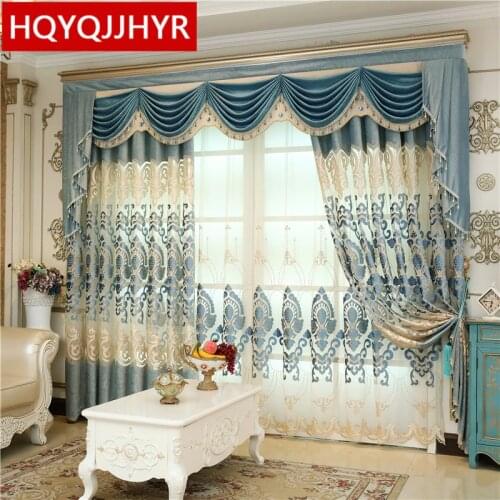 Europe and America High quality villa Velvet curtains for Living Room windows with luxurious elegant Voile Curtain for Bedroom