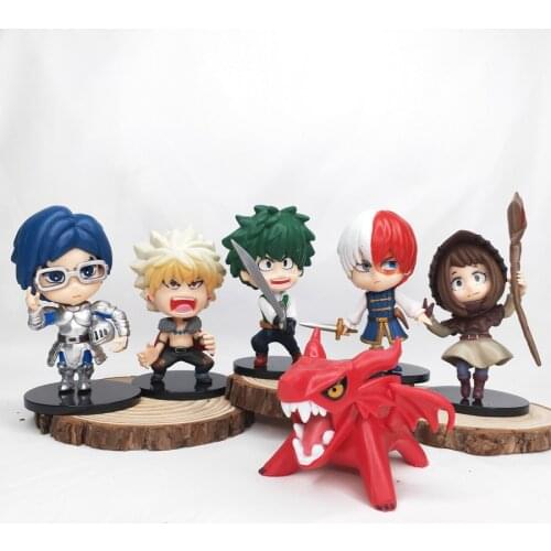 6pcs/Set 10cm My Hero Academia Izuku Midoriya Bakugou Katsuki Todoroki Shoto Ochaco Figuras Anime Q Version Kawaii Figures Toys