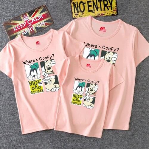 Disney Boys Girls Tshirt Mickey Mouse Family Tshirts 100%Cotton Cartoon Kids T-shirt Kawaii Anime Famliy Look Top Dropship Tee