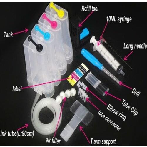 INKARENA Compatible Universal DIY CISS kit ink tank accessories Replacement for HP 121 122 121xl 122xl 129 130 131 132 134 135