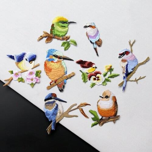 Quality 8pcs/lot parches para la ropa birds embroidered patches for jeans iron on patches for clothing parches bordados ropa
