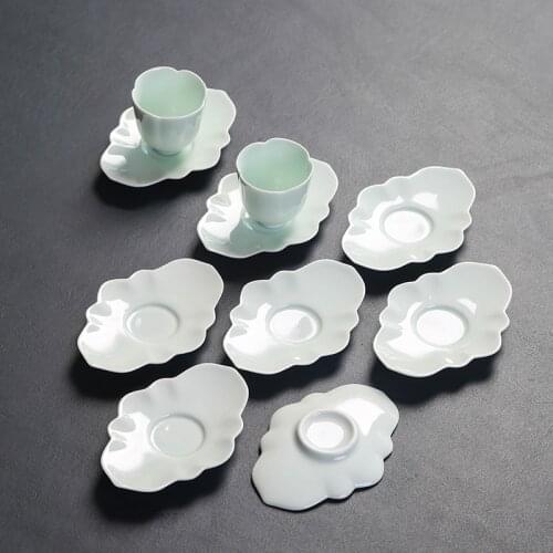 Ceramic Whiteware Kombucha with Accessories Japanese Tea Ceremony Creative Ceramic Coaster Kombucha Cup Saucer Heat Proof Mat