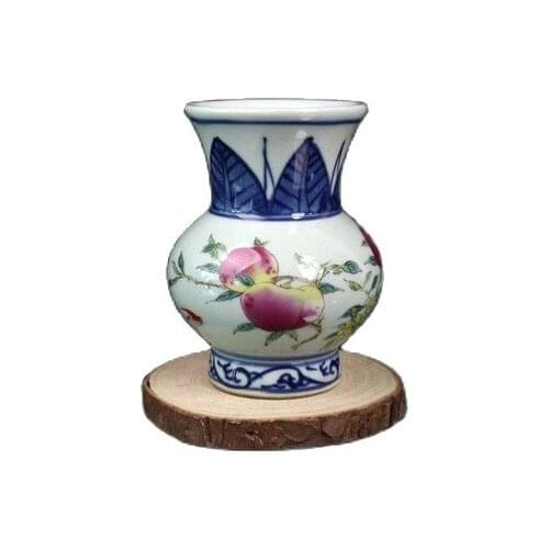 China Old Porcelain Blue And White Colored Longevity Vase