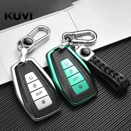 Leather Car Remote Key Case Cover For Geely Coolray Atlas Boyue NL3 Emgrand X7 EX7 SUV GT GC9 Borui Auto Key Protect Holder