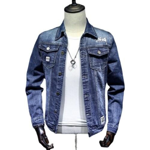 Jackets for Men Jean Jacket Fall Washed Mens Casual Jacket Denim Embroidery Mens Jacket Fashion Streetwear Men Clothing