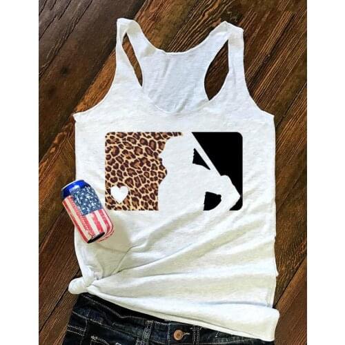 Leopard Printed Splicing Baseball TANK TOP sport style vest Women summer beach tees soft sex tank tops tumblr casual styles tees