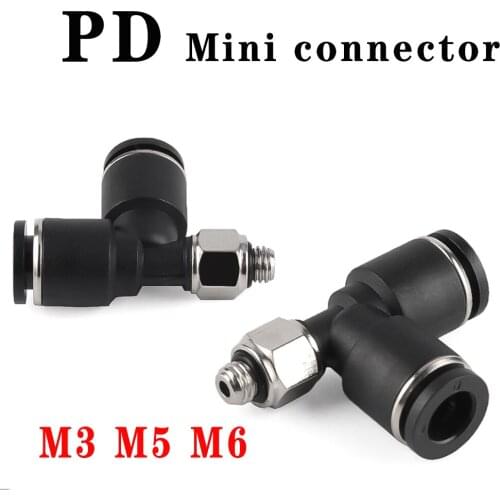 Miniature Pneumatic Quick Coupling M3 M5 M6 1/8 "External Thread Hose 3 5 6mm Pneumatic Tube Micro Coupling T-Thread Side Tee PD