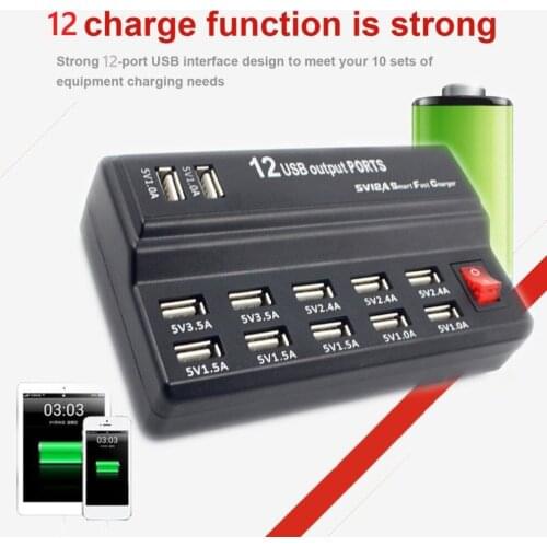Multi Port Charger 12 USB 12A Power 60W Quick Charge Station For iPhone 7 5 5S 6 6S Plus iPad LG Samsung Huawei Nexus AC Adapter