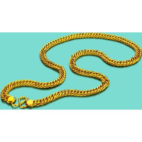 Fashion Mens 925 Silver Necklace Surface 24k Gold Whip Necklace Design 8mm60cm Size Gold Filled Charm Jewelry Fine Collar