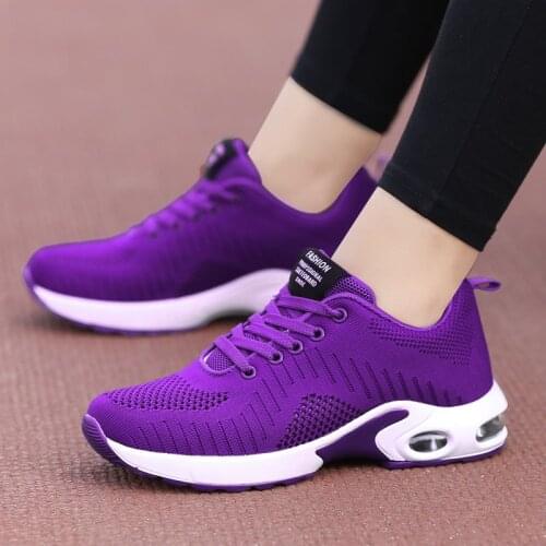 Fashion Women Sneakers Purple Red Spring Black Women Shoes Mesh Breathable Trainers Casual Shoes Knitted Platform Tenis Feminino