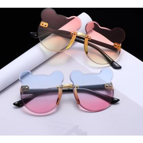 Cartoon Kids Sunglasses Bear Shape Children Rimless Summer Sun Glasses Boys Girls UV400 Glasses Fashion Decoration Cute Eyewear