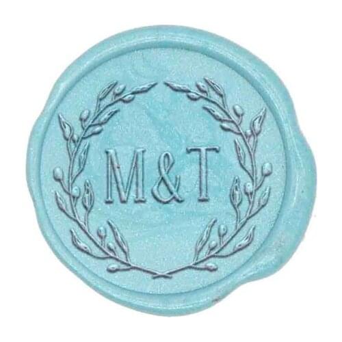 Wedding invitation wax seals kit wedding logo seaCustom 2 initials monogram with leaves around wax seal stamp l