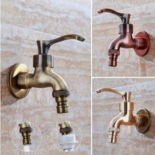 Wall Mount Decorative Pool Outdoor Garden Faucet Washing Machine Mop Bibcock Antique Dragon Carved Brass Retro Small Tap