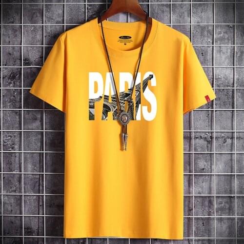 New Fashion Eiffel tower Printed Mens T shirt, Solid Color Cotton Loose Large Size Rock O-neck Short-sleeved Paris Kids Tops