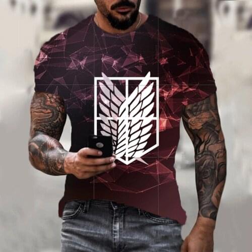 2021 New Summer Hot-selling Casual Mens T-shirt 3d Printing Tokyo Attack Giant Anime Top Fashion Breathable Sports Running Wear
