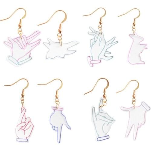 Personality Original Funny Gesture Asymmetrical Earrings Womens Creative Fashion Jewelry Birthday Gifts For Friends