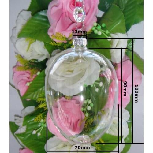 #Easter Egg Shape Ball# Clear Glass Ornament W70xH90mm Silver Tops, for Christmas/ Easter/ Events, Free shipping, 12pcs/lot