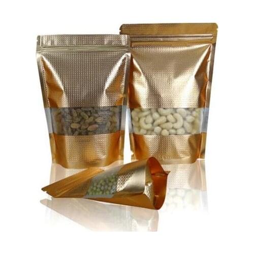 Thick Gold and Silver Front Window Zipper Bag Small Dried Fruit Food Moisture-proof Packaging Sealed Bag