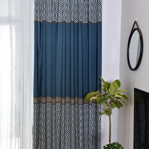 Simple European Style Plaid Curtains for Bedroom Kitchen Polyester Cotton Printing Curtain Fabric Living Room Window Decorate