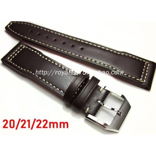 Mens Calf Leather Watch Band for IWC Pilot Mark XVIII IW327004 IW377714 Watch Strap 20 21 22mm Dark Brown Belt Bracelet Bands